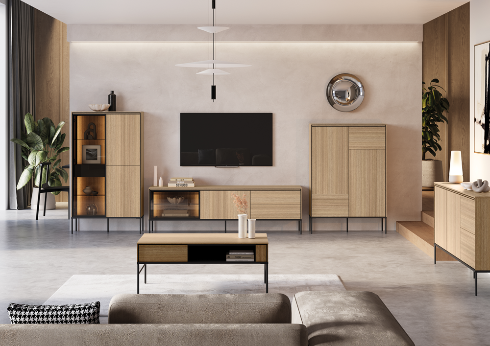 VISSO VI-08 - rtv 1d1w2s 197 z oświetleniem - dąb linearny.