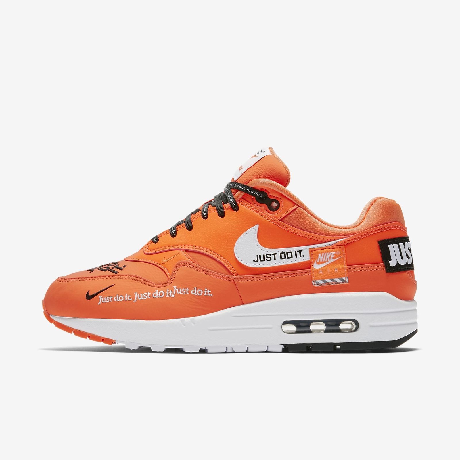 air max 1 trainers white black total orange jdi