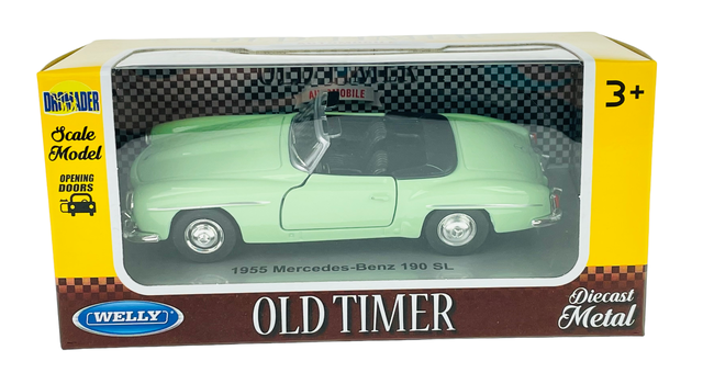 WELLY OLD TIMER 1955 MERCEDES-BENZ 190SL GREEN 1:34 DIE CAST