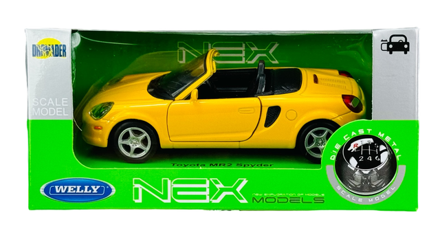 WELLY TOYOTA MR2 SPYDER YELLOW 1:34 42326 NEW METAL DIE CAST MODEL