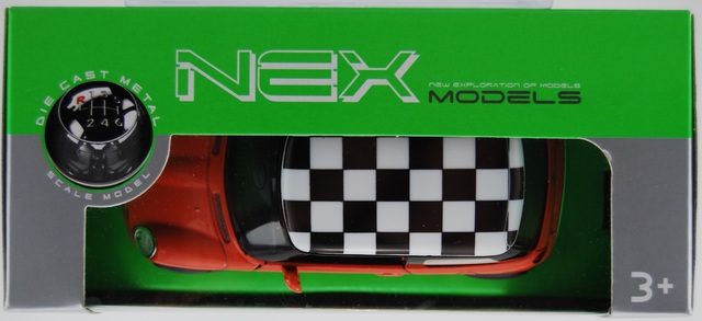WELLY MINI COOPER ORANGE WITH CHESSBOARD 1:34 DIE CAST METAL MODEL NEW IN BOX