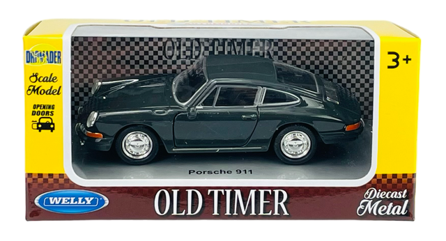 WELLY PORSCHE 911 BLACK OLD TIMER 1:34 DIE CAST METAL MODEL