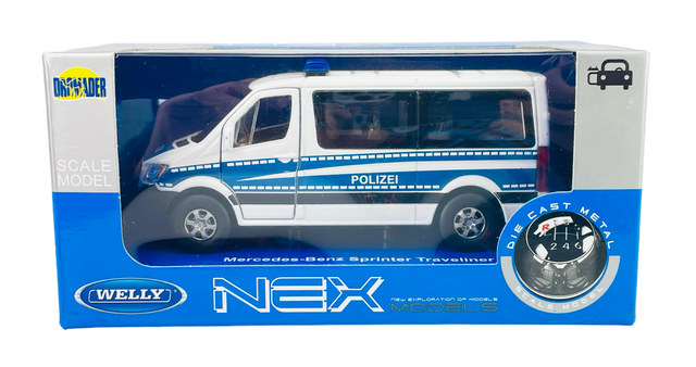 WELLY MERCEDES-BENZ SPRINTER TRAVELINER POLICE WHITE 1:34 DIE CAST