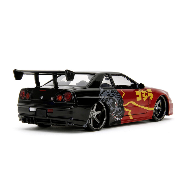 JADA ゴジラ 2002 Nissan Skyline GT-R (R34) JADA GODZILLA 2002 NISSAN SKYLINE GT-R R34 1:24 DIE CAST