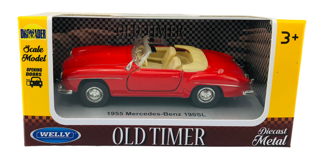 WELLY OLD TIMER 1955 MERCEDES-BENZ 190SL W121 RED 1:34 DIE