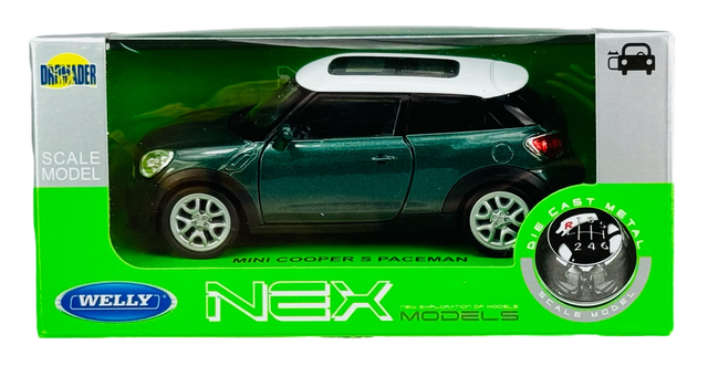 WELLY MINI COOPER S PACEMAN GREEN 1:34 43685 NEW METAL DIE CAST