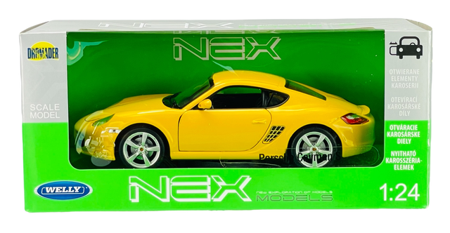 WELLY PORSCHE CAYMAN S YELLOW 1:24 DIE CAST METAL MODEL NEW
