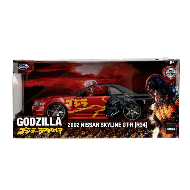 JADA GODZILLA 2002 NISSAN SKYLINE GT-R R34 1:24 DIE CAST