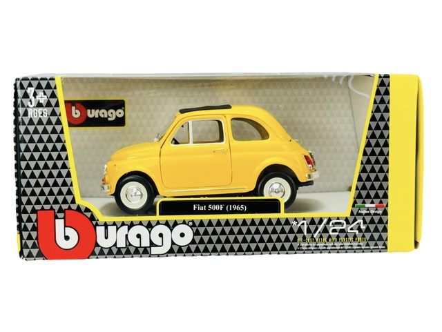 BBURAGO 1965 FIAT 500F GELB 1:24 DIE CAST METAL MODEL NEU IM