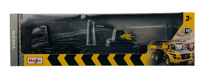 MAISTO VOLVO FH16 FLATBED WITH EXCAVATOR VOLVO EC22E DIE