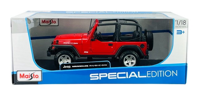 MAISTO JEEP WRANGLER RUBICON RED 1:18 DIE CAST METAL MODEL