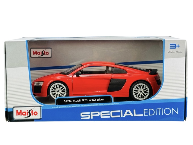 MAISTO AUDI R8 V10 PLUS RED 1:24 DIE CAST METAL MODEL NEW IN