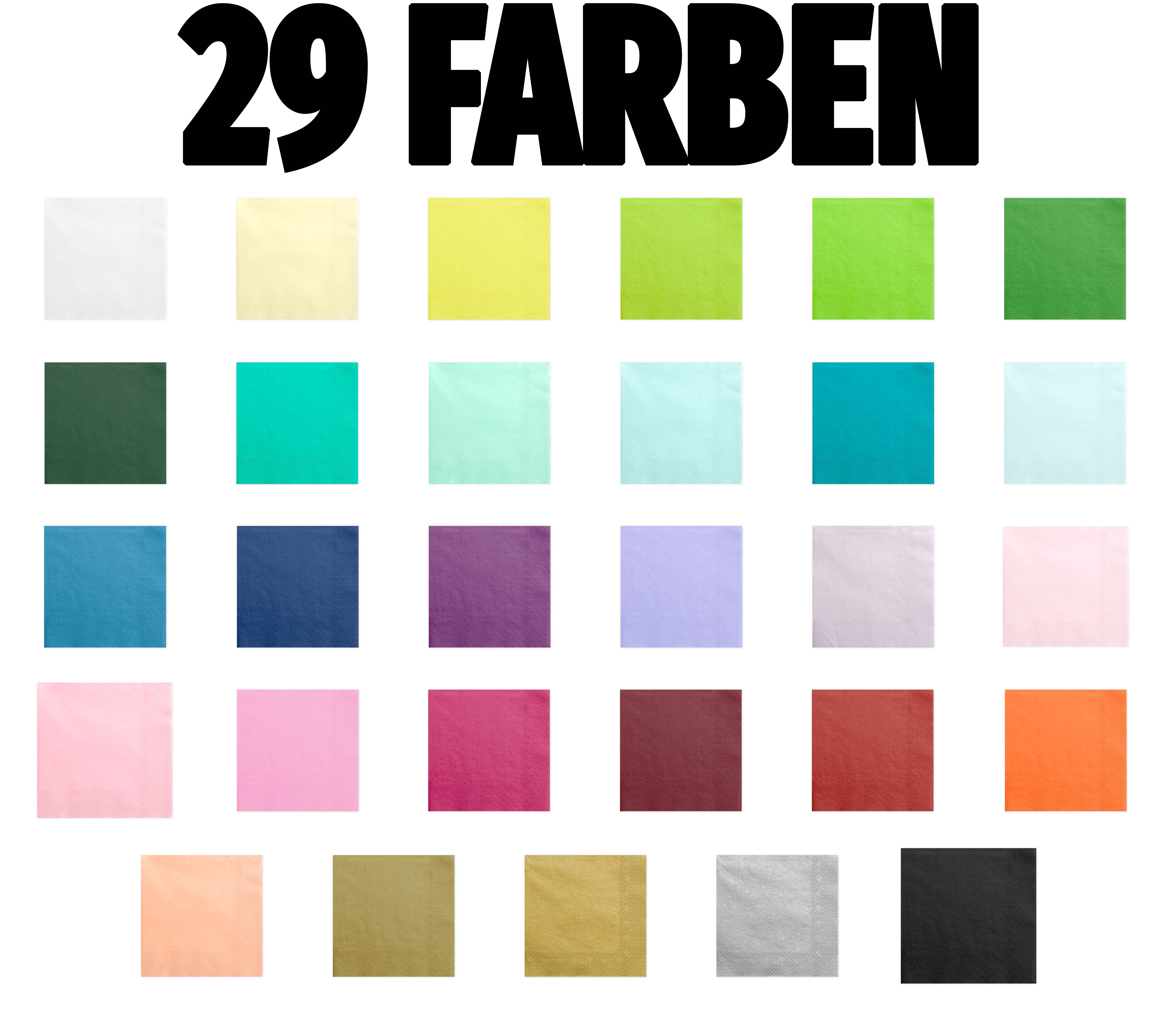 Papierservietten 33x33 cm 3-lagig Papier Servietten Party 29 Farben Deko 20 St
