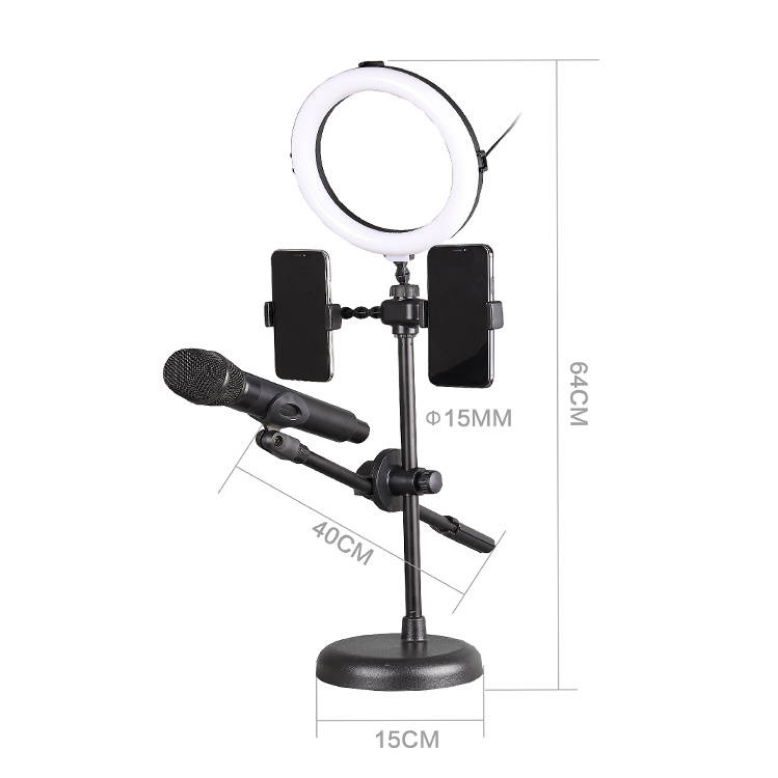 Statyw na mikrofon smartfon lampa LED Ring do telefonu Kaline R-123