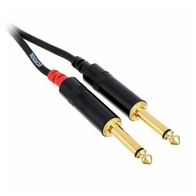 Kabel przewód audio pozłacany 2x RCA Cinch Jack 6,3 mm 1,5 m Cordial CFU PC