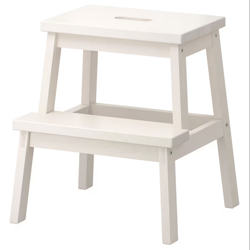 Stabilny taboret ze schodkiem stołek podest 50cm IKEA BEKVÄM biały