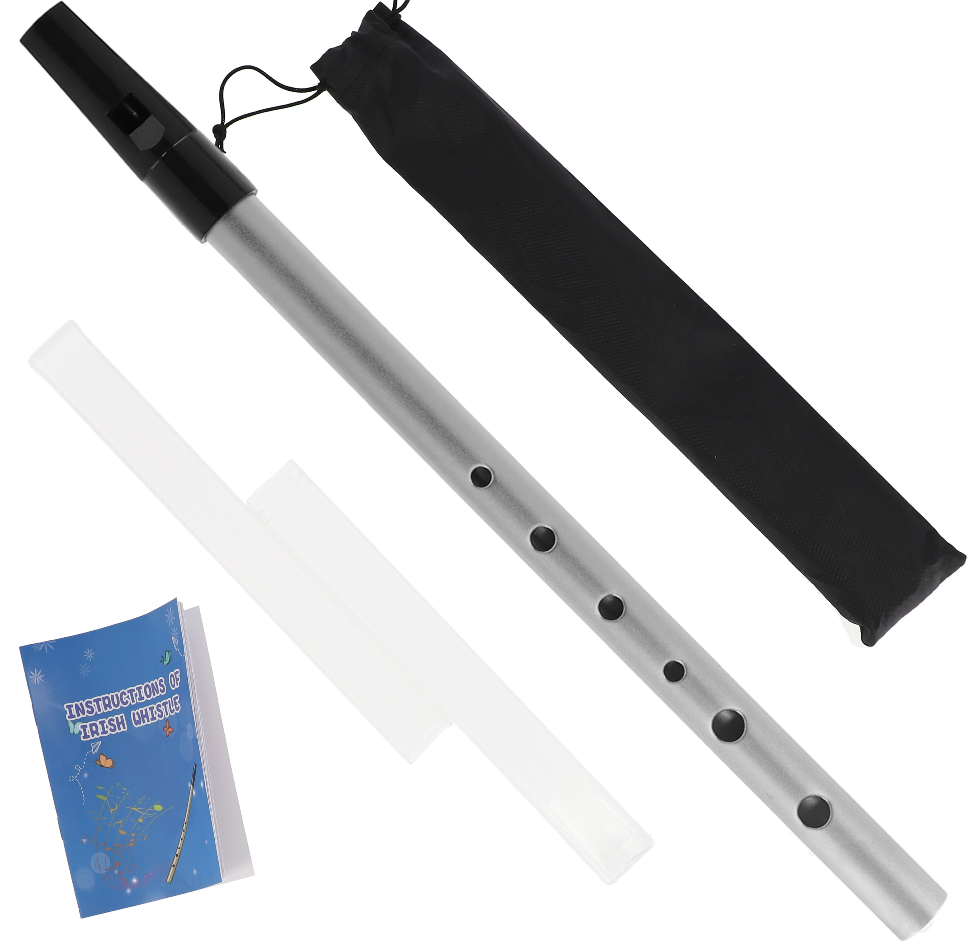 Flażolet flet prosty sopranowy szkolny D Pokrowiec nuty KERA AUDIO SREBRNY