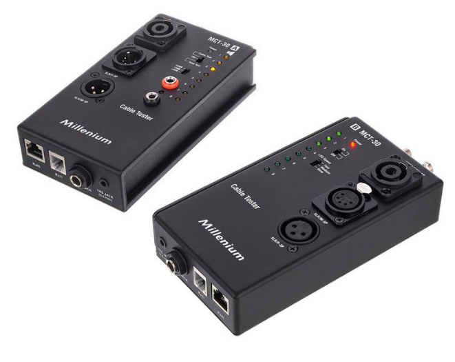 Tester kabli XLR DMX Speakon DIN BNC Jack RCA RJ11 RJ45 Millenium MCT-30