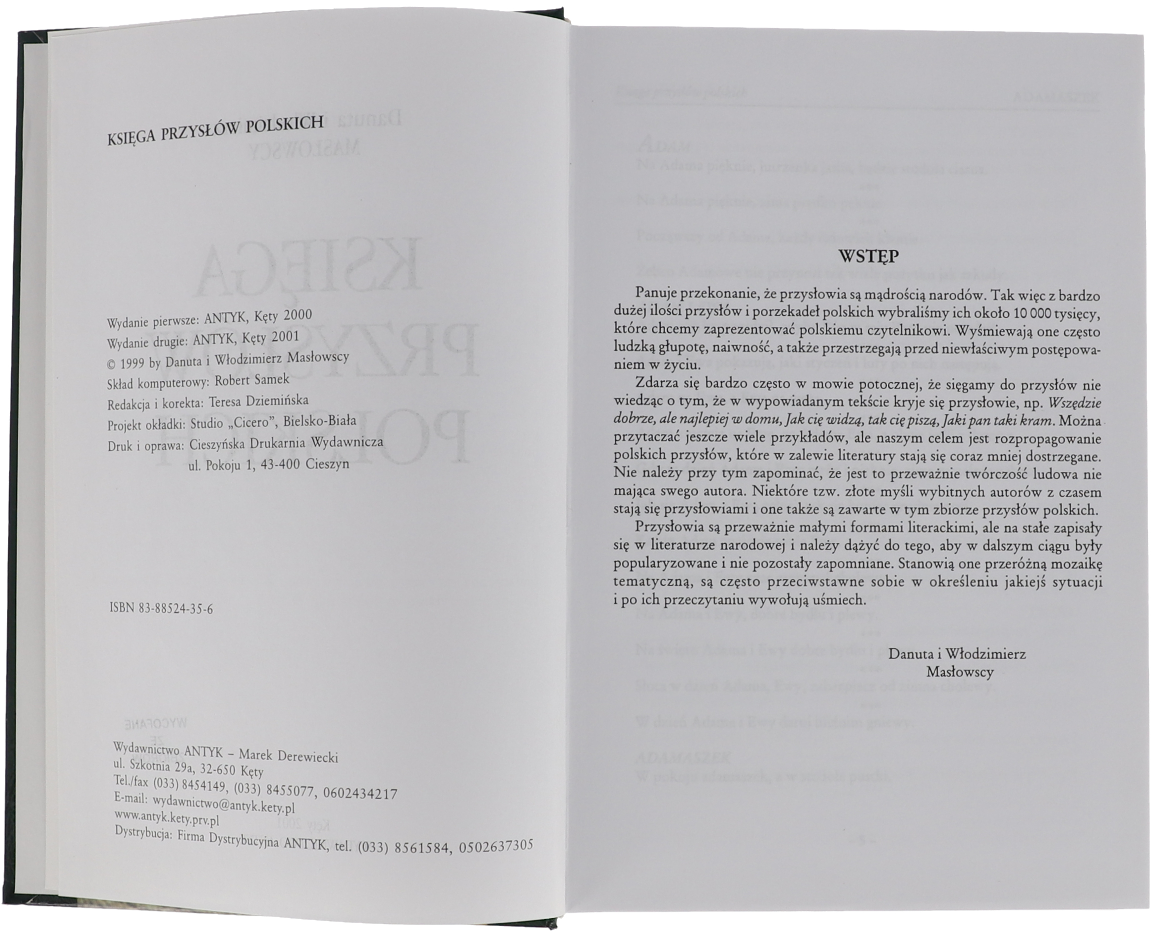 Danuta i Włodzimierz Masłowscy Księga Przysłów Polskich 2000