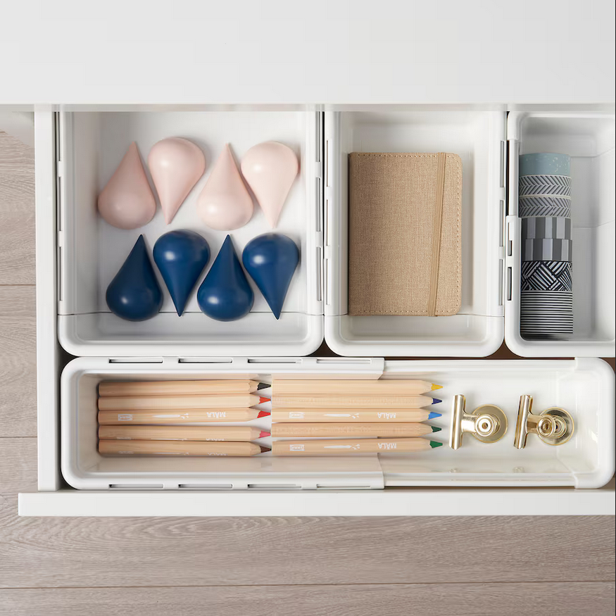 Rozsuwany pojemnik pudełko organizer do szuflady 25-38x9cm KACKLA biały