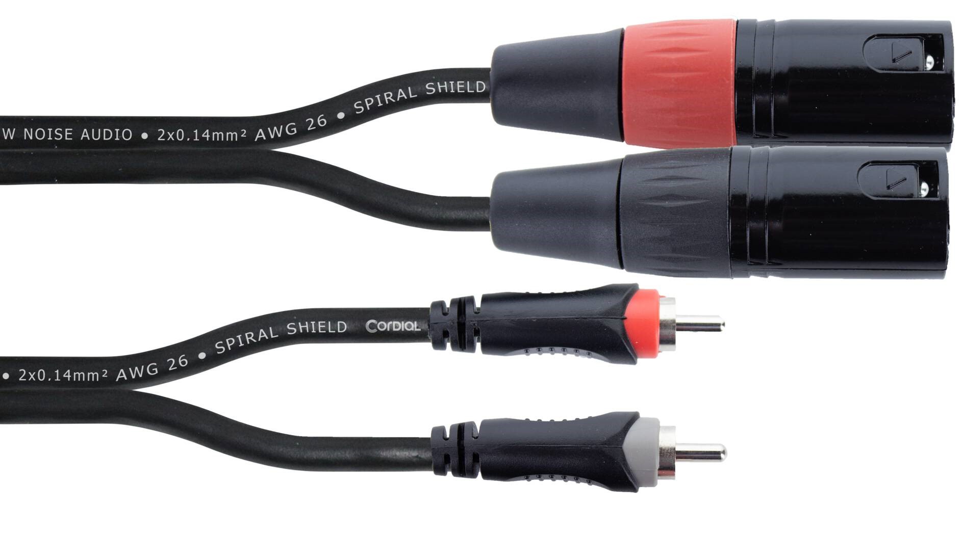 Kabel przewód audio sygnałowy 2x RCA Cinch XLR 3 m Cordial EU 3 MC