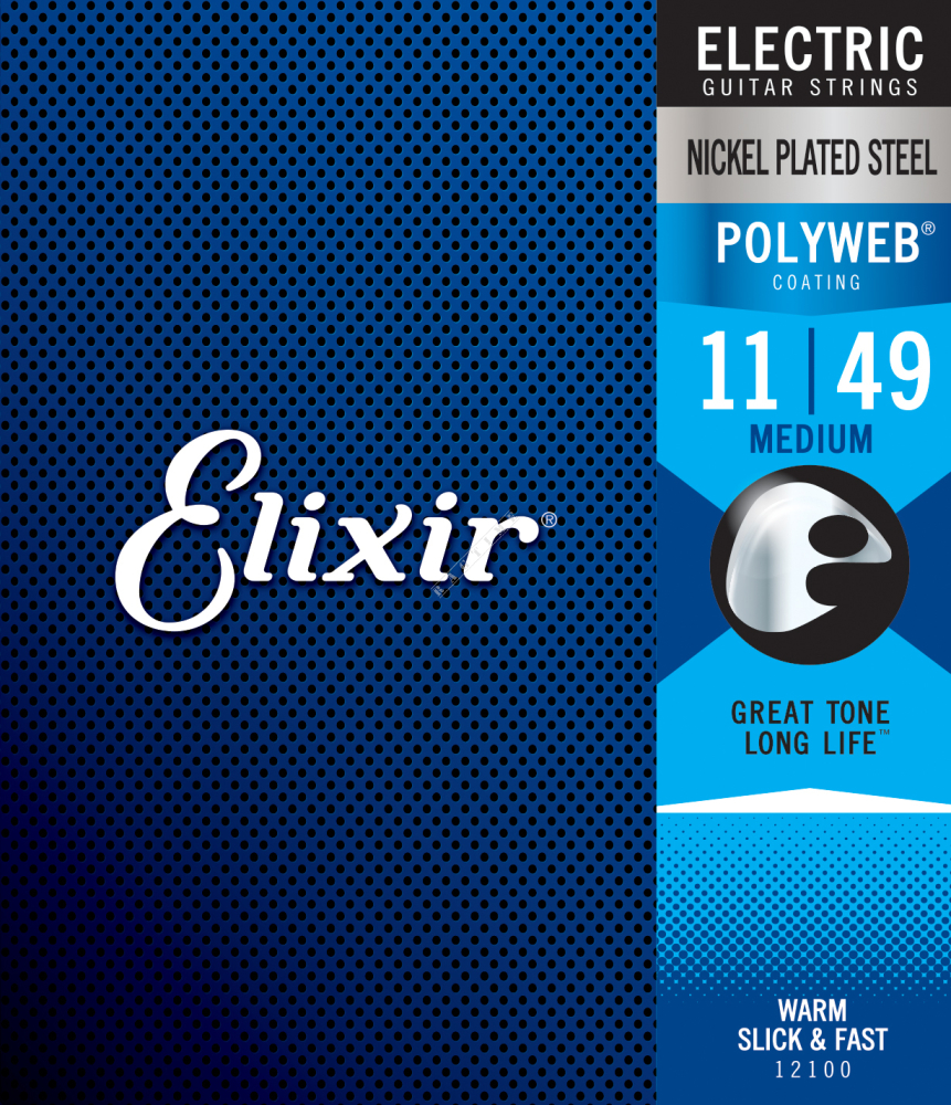Struny do gitary elektrycznej Elixir 12100 Nickel POLYWEB Coating 11-49