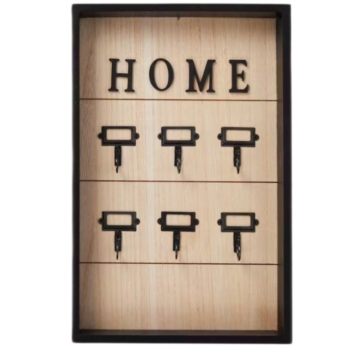 Skrzynka szafka wieszak na klucze 6 haczyków Home czarna.