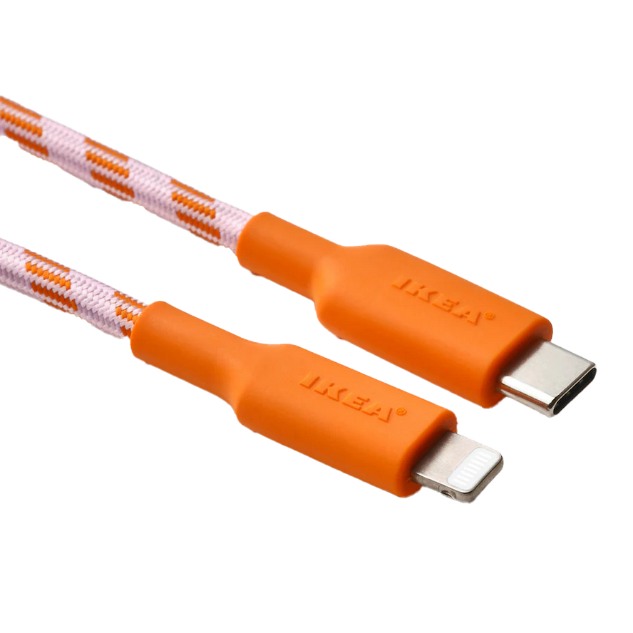 Kabel przewód USB-C Lightning MFi 3A 1,5m 480Mb/s szybki pomarańcz LILLHULT