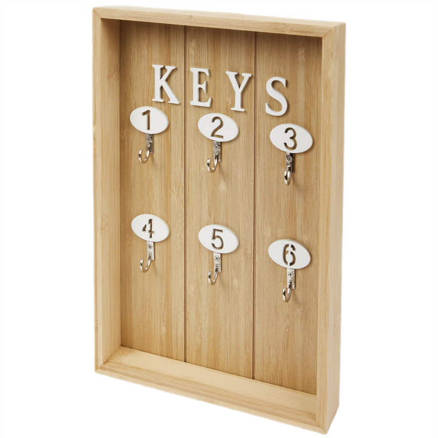 Skrzynka szafka wieszak na klucze 6 haczyków Home brązowa