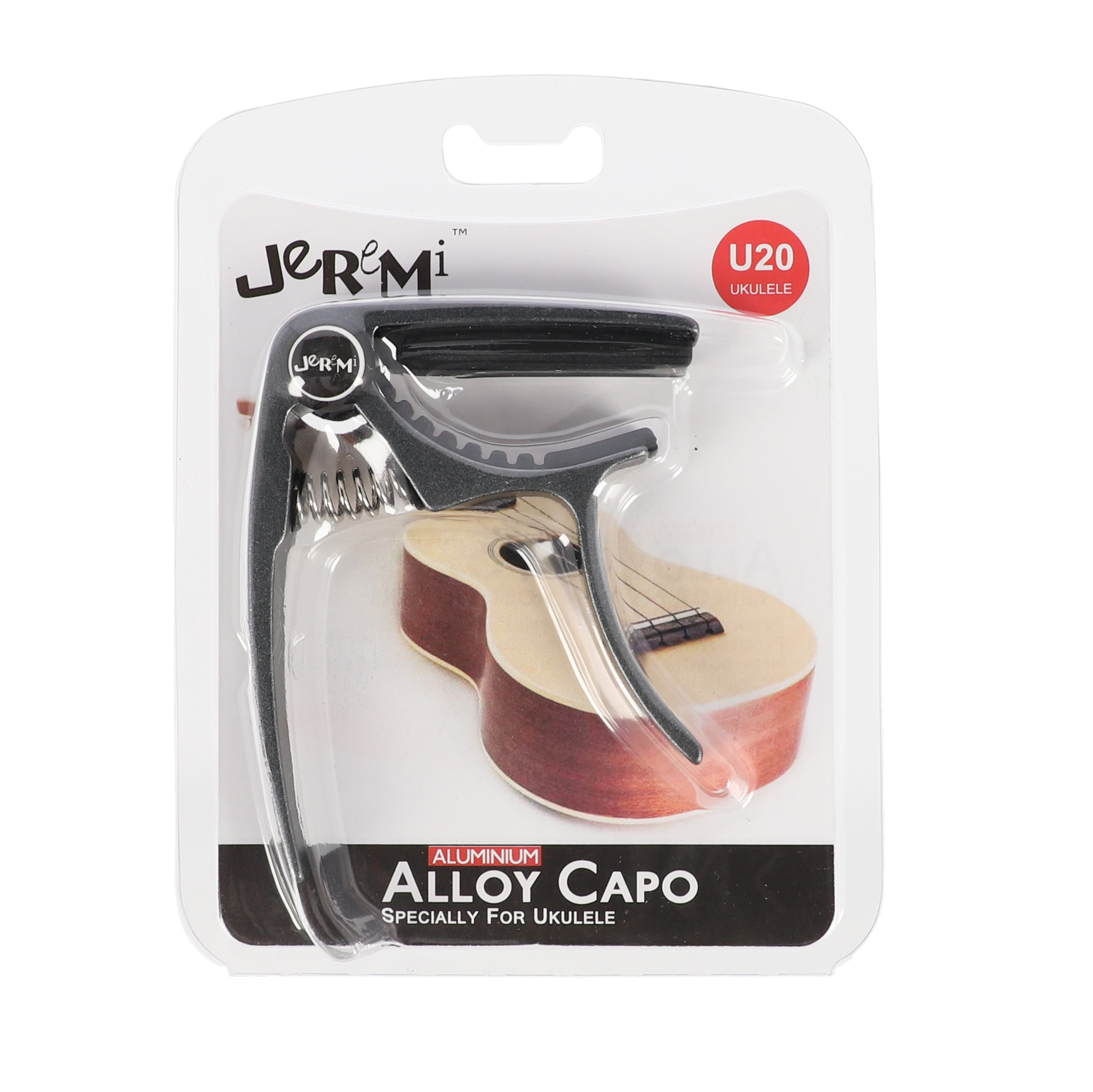 Kapodaster ukulele banjo JEREMI U20 Szary