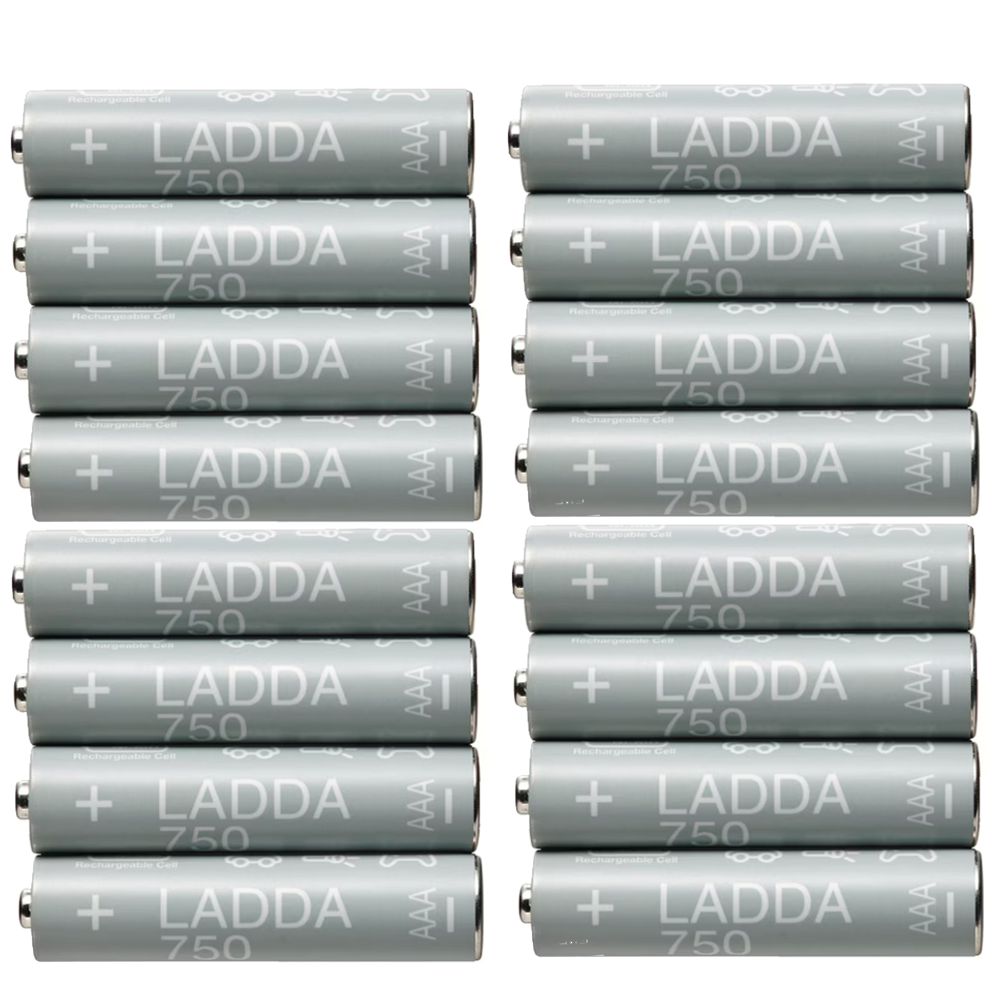Cienkie paluszki akumulatorki baterie IKEA LADDA AAA R3 750mAH 16 szt.