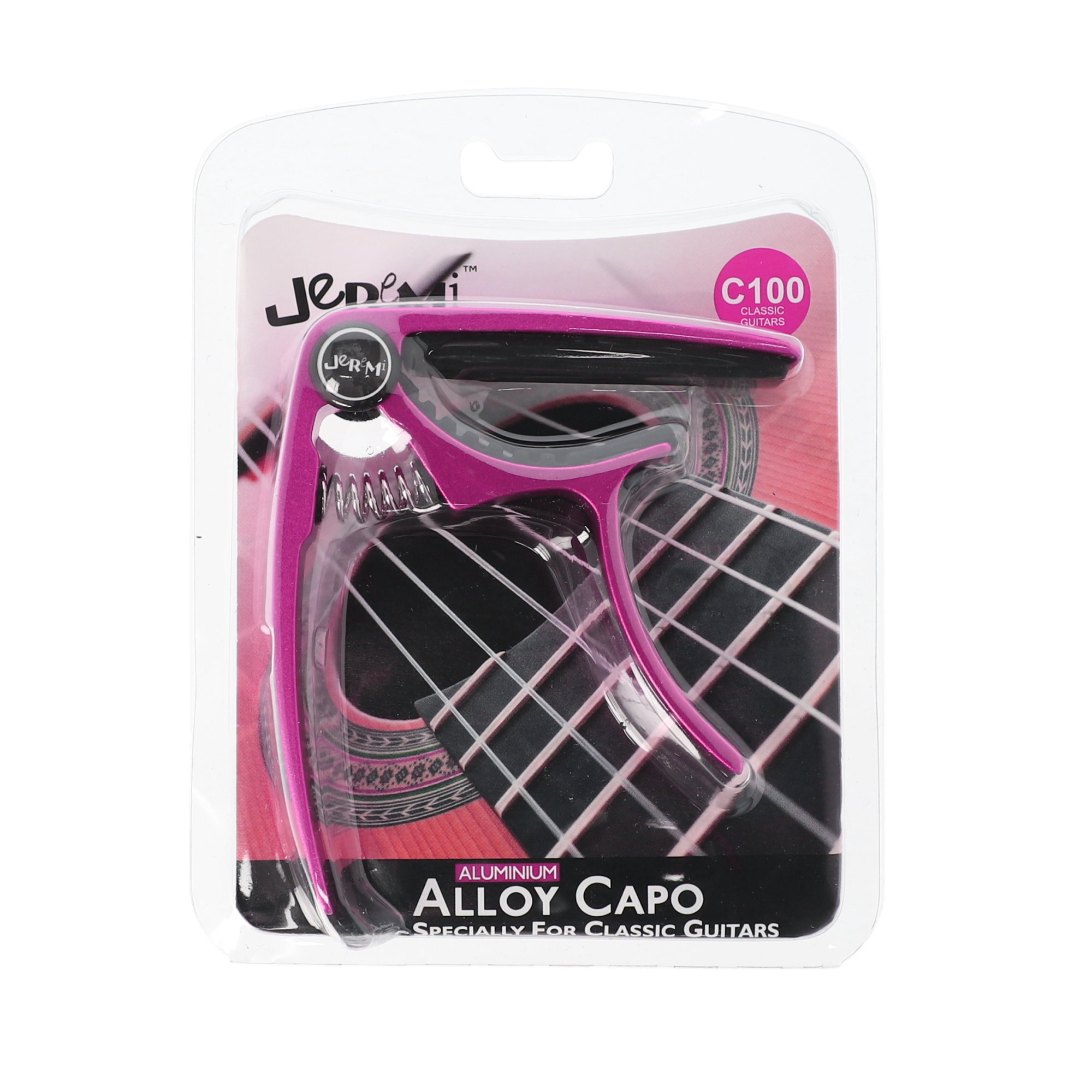 Kapodaster gitara klasyczna JEREMI C100 Różowy