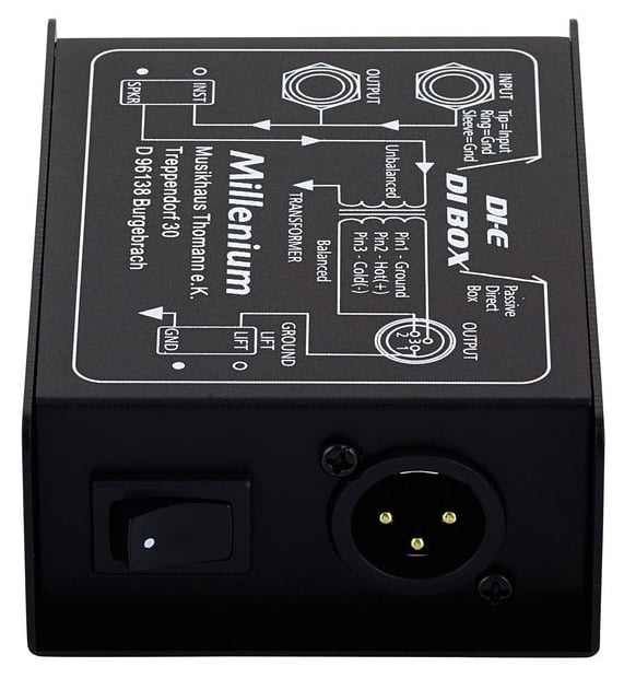 Pasywny mono DI Box symetryzator sygnału rozłączenie masy Millenium DI-E