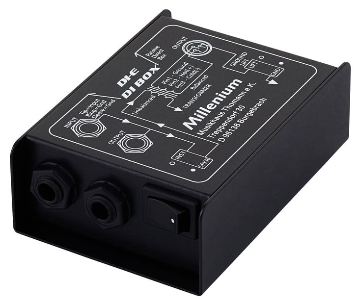 Pasywny mono DI Box symetryzator sygnału rozłączenie masy Millenium DI-E