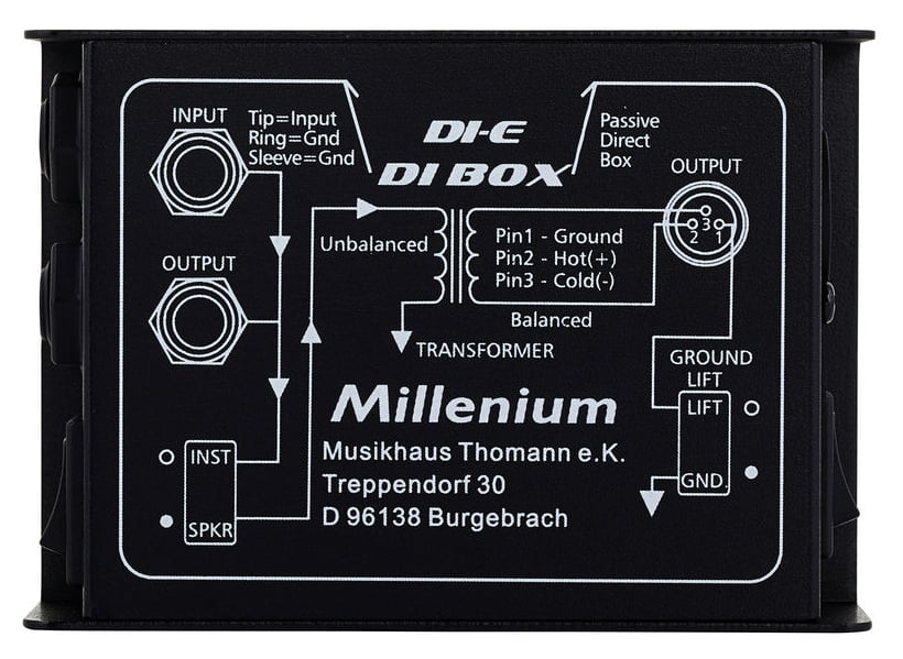 Pasywny mono DI Box symetryzator sygnału rozłączenie masy Millenium DI-E