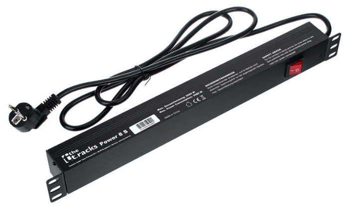 Listwa Zasilająca the t.racks Power 8 S RACK 1U 8 gniazd z tyłu 2m włącznik