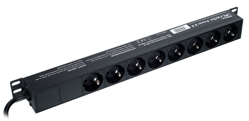 Listwa Zasilająca the t.racks Power 8 S RACK 1U 8 gniazd z tyłu 2m włącznik