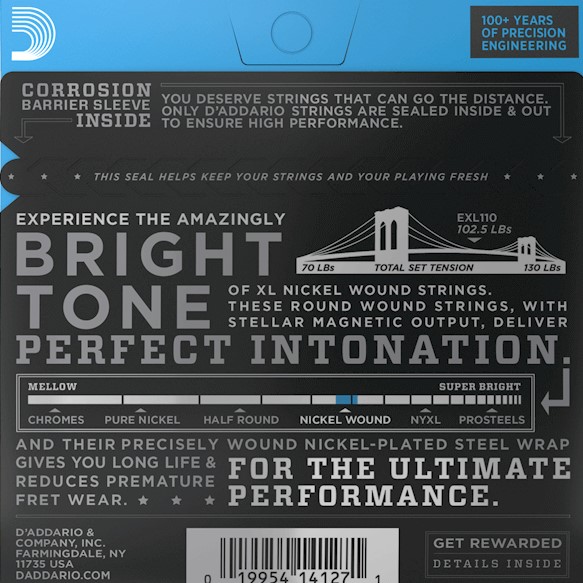 Struny do gitary elektrycznej Daddario XL NICKEL EXL110 10-46 REGULAR LIGHT