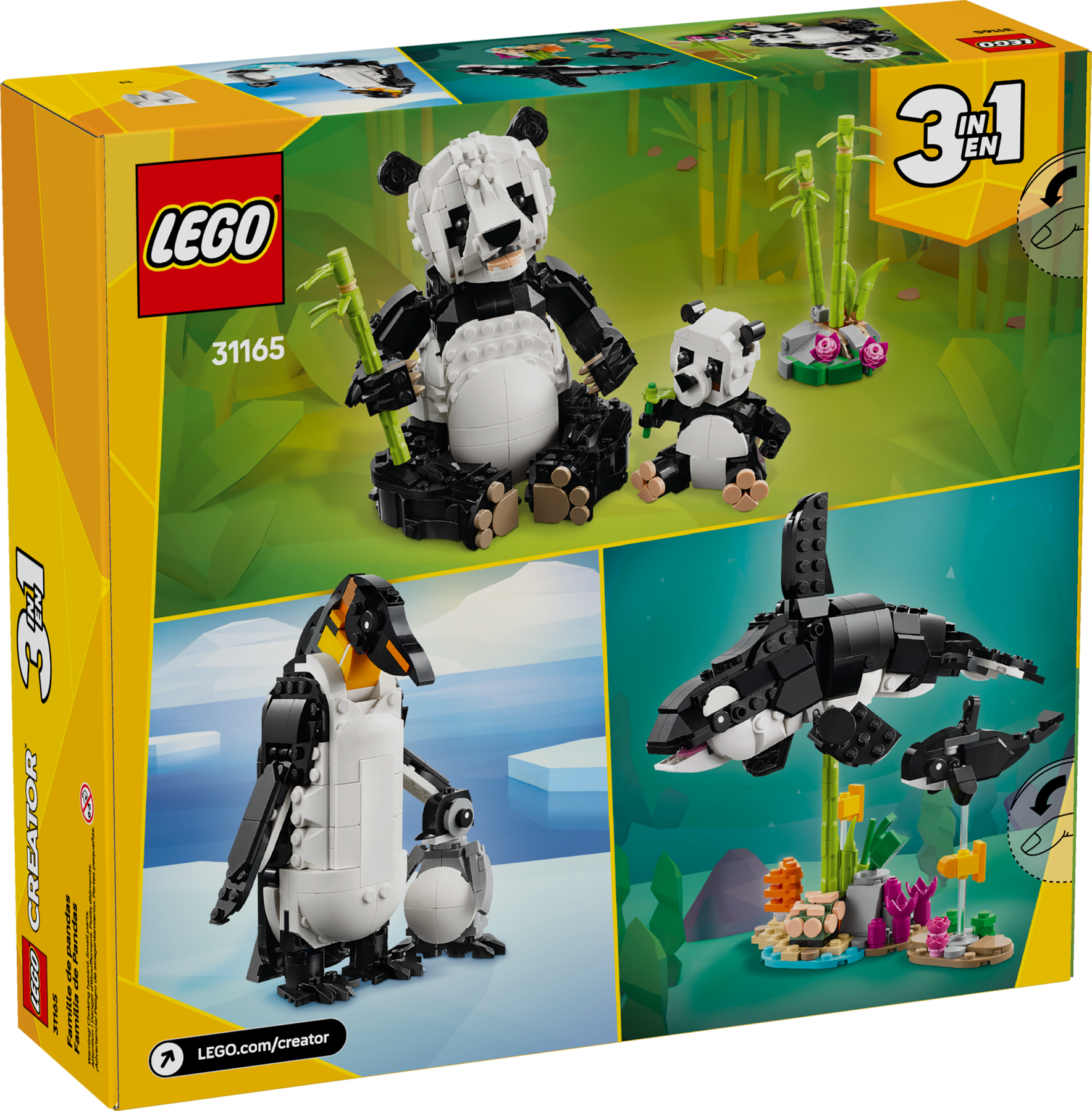 LEGO Creator 3w1 Dzikie zwierzęta rodzina Pand Orki Pingwin i pisklę 31165