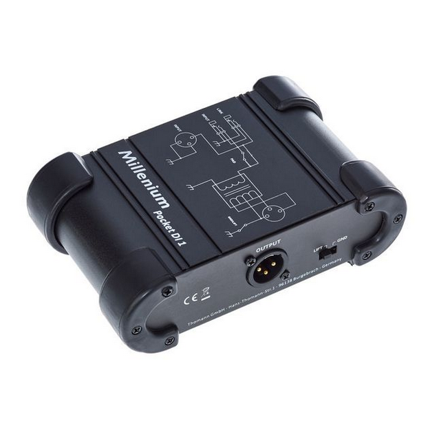 Pasywny DI Box Millenium Pocket DI 1 z PAD i Ground-Lift wejścia XLR/Jack
