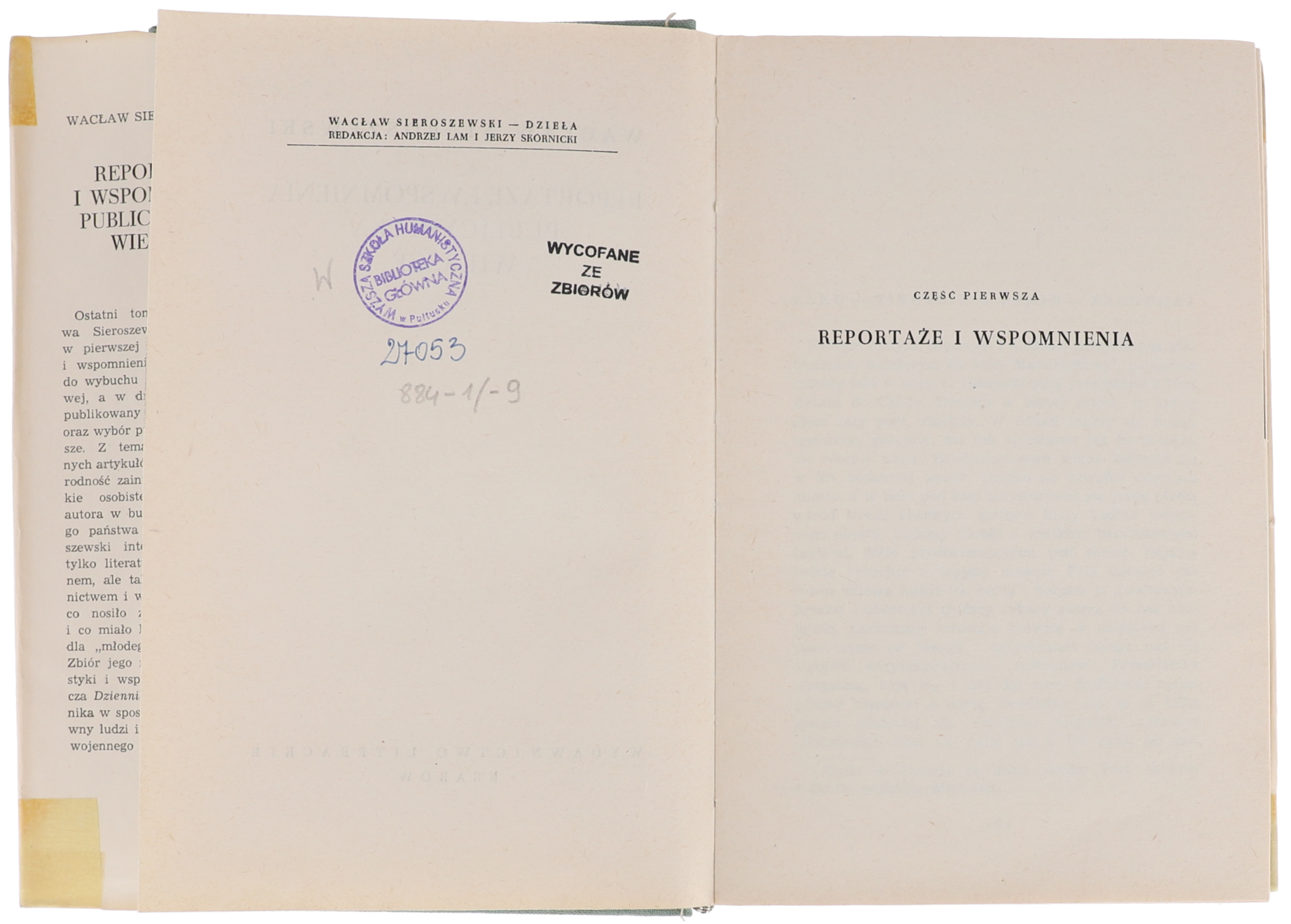 Sieroszewski Reportaże i wspomnienia DziełaXX 1963