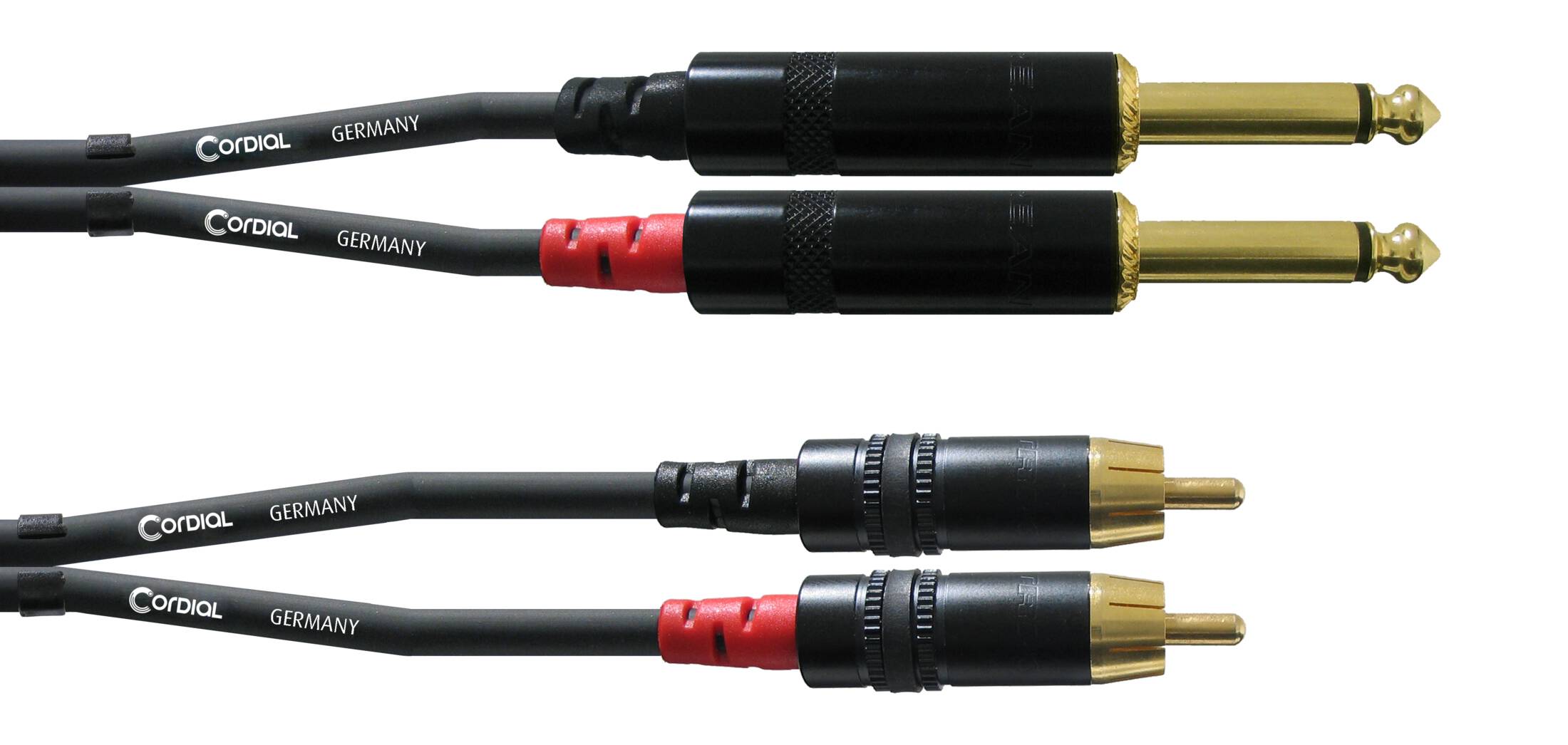 Kabel przewód audio pozłacany 2x RCA Cinch Jack 6,3 mm 1,5 m Cordial CFU PC