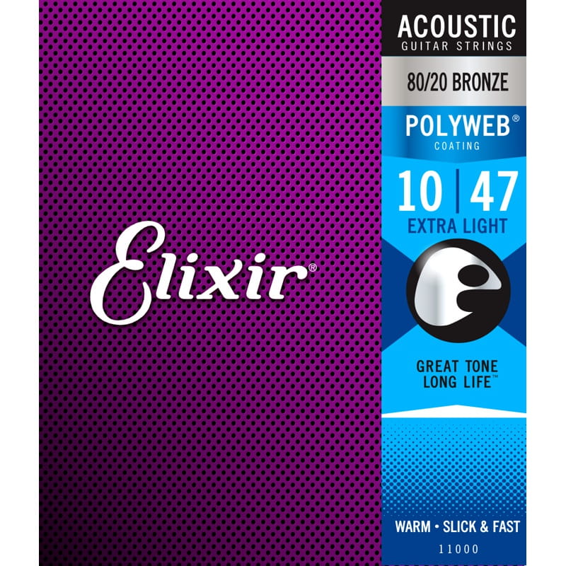 Struny do gitary akustycznej Elixir 11000 80/20 Bronze POLYWEB 10-47