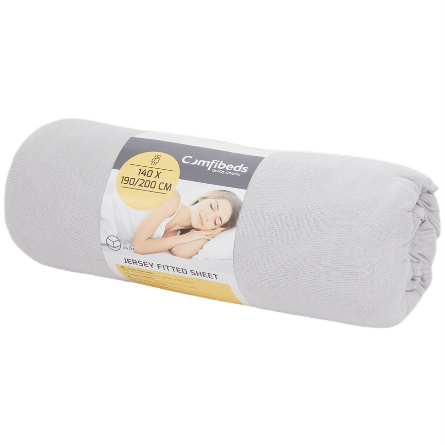 Prześcieradło z dżerseju Comfibeds 140 x 190/200 cm jasno szare z gumką