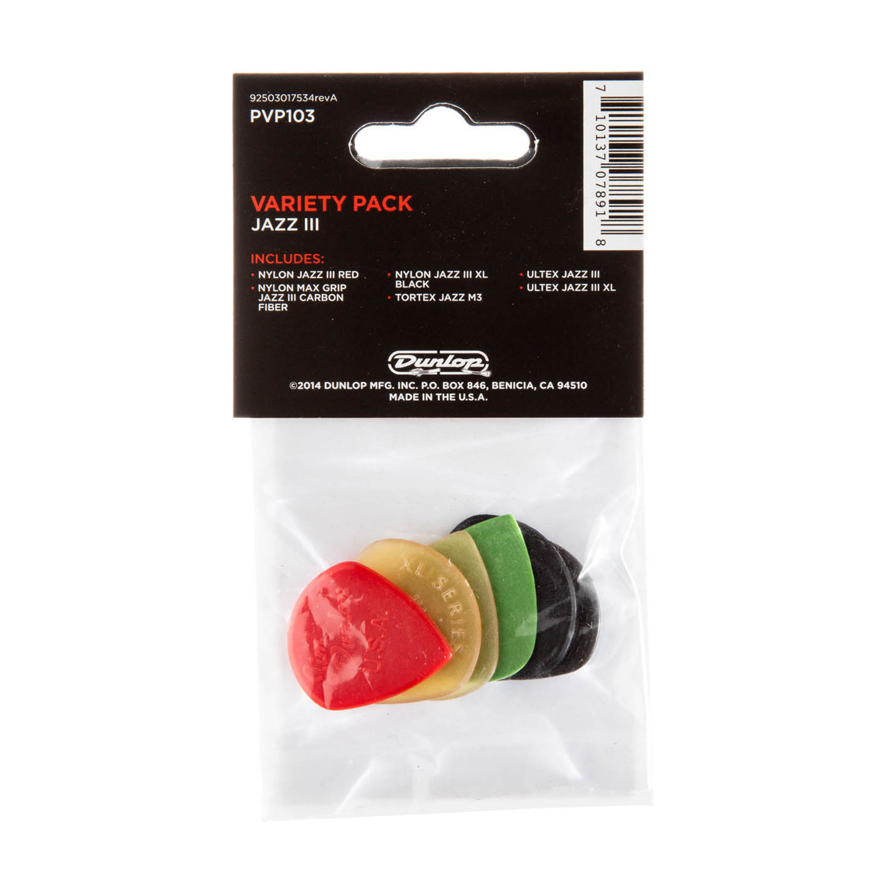 Zestaw Kostek do Gitary JAZZ III PICK 6 szt Dunlop PVP103