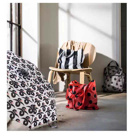 Torba na zakupy w paski czarnobiała Skynke IKEA