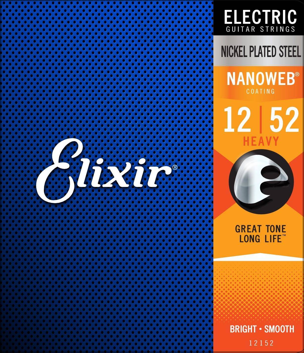 Struny do gitary elektrycznej Elixir 12152 Nickel NANOWEB Coating 12-52