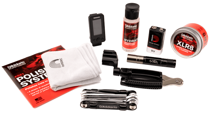 Zestaw do gitary stroik multi-tool wskaźnik strun środki czyszczące Daddario PW-NSHK-01