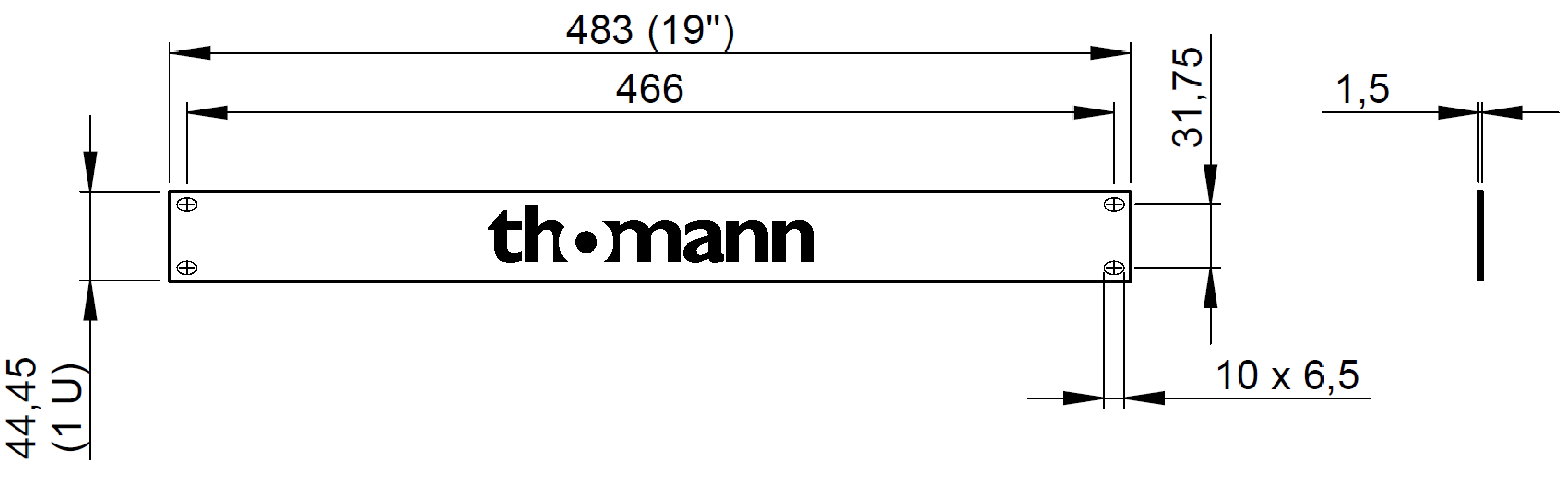 Panel maskujący zaślepka szafa RACK 19" 1U stal Thon Thomann czarny