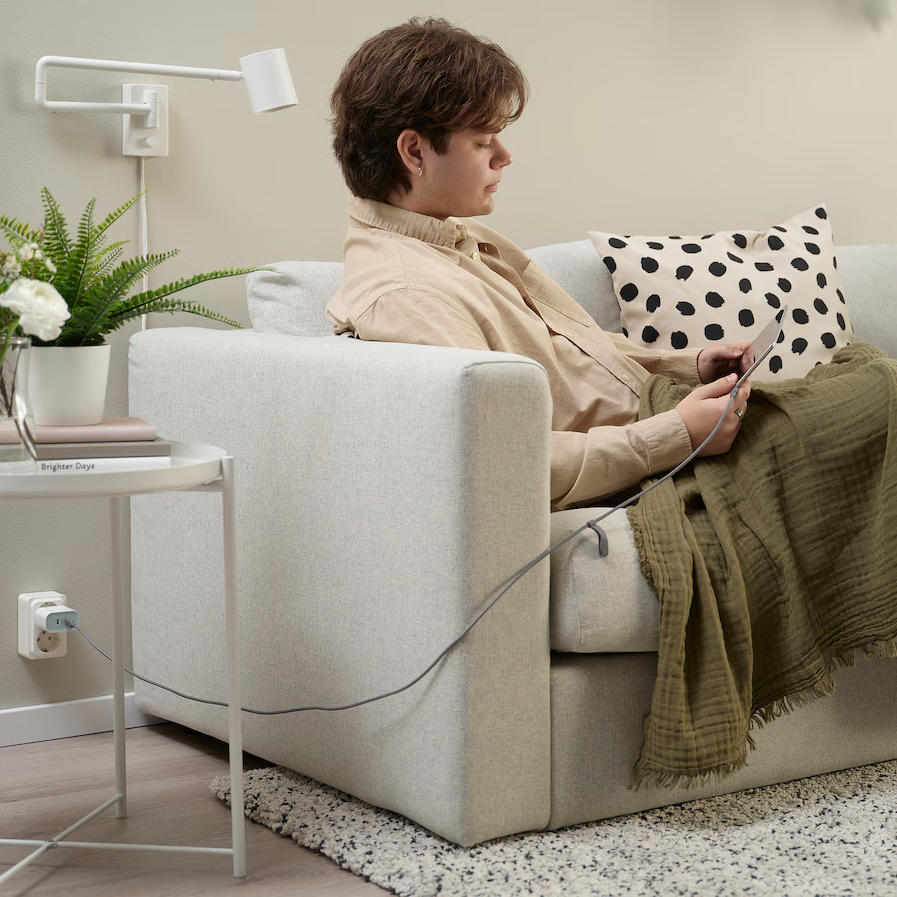 Kabel przewód USB-C Lightning MFi 3A 1,5m 480Mb/s szybki szary LILLHULT